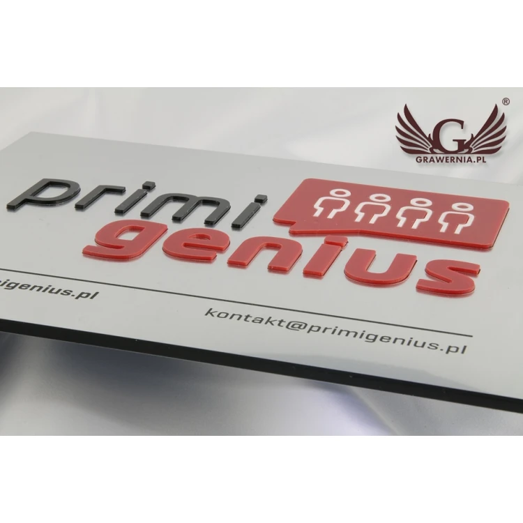 COMPANY SIGN with EMBOSSED LOGO - silver - SZ069 - dimensions 250x180mm