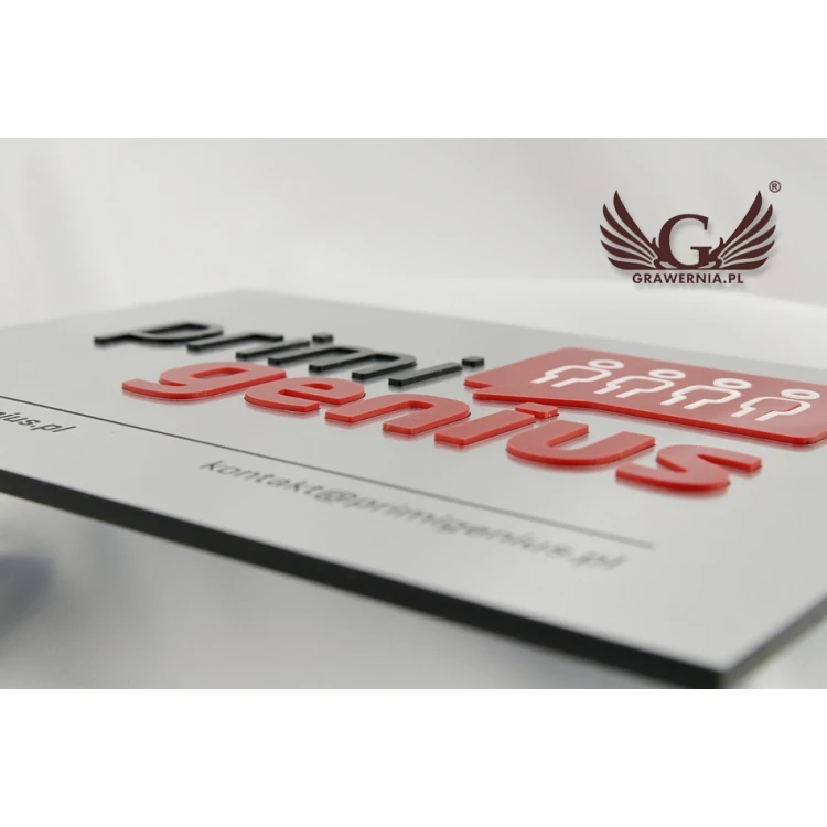 COMPANY SIGN with EMBOSSED LOGO - silver - SZ069 - dimensions 250x180mm