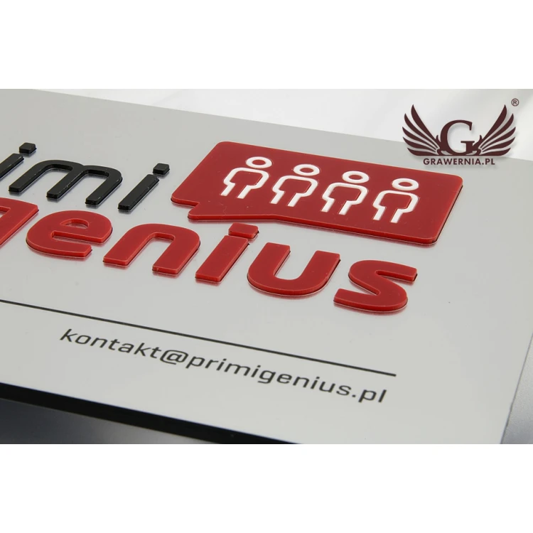 COMPANY SIGN with EMBOSSED LOGO - silver - SZ069 - dimensions 250x180mm