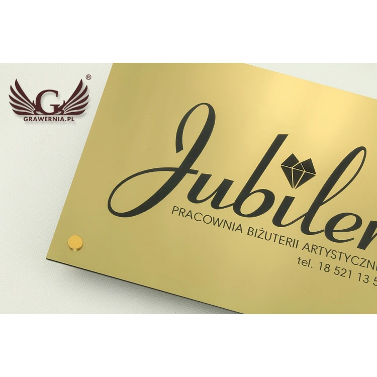 COMPANY SIGN with EMBOSSED LOGO - gold - SZ070 - dimensions: 297x210mm (A4 format)