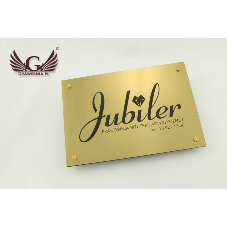 COMPANY SIGN with EMBOSSED LOGO - gold - SZ070 - dimensions: 297x210mm (A4 format)