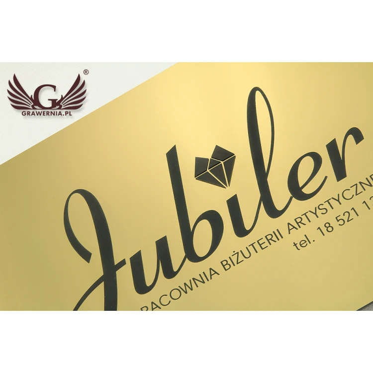 COMPANY SIGN with EMBOSSED LOGO - gold - SZ070 - dimensions: 297x210mm (A4 format)
