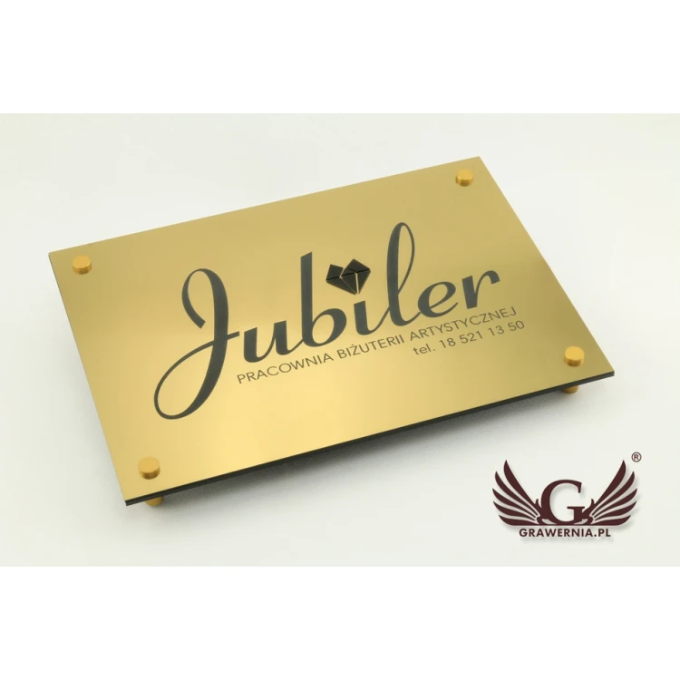 COMPANY SIGN with EMBOSSED LOGO - gold - SZ070 - dimensions: 297x210mm (A4 format)