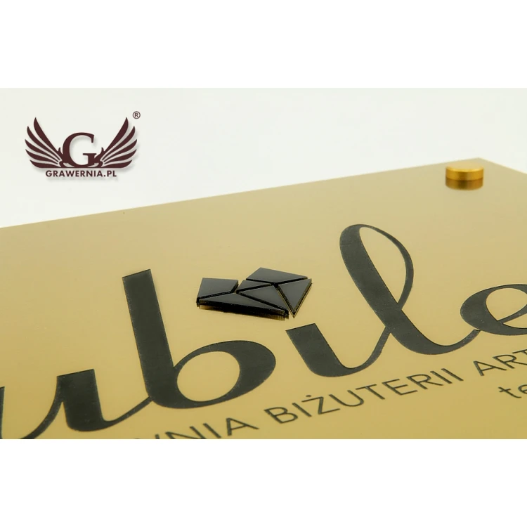COMPANY SIGN with EMBOSSED LOGO - gold - SZ070 - dimensions: 297x210mm (A4 format)