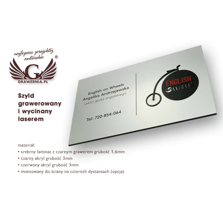 COMPANY SIGN with EMBOSSED LOGO - colorful - SZ077 - dimensions 300x179mm