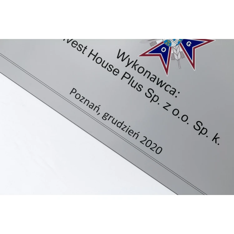 Information Sign DIBOND MAT Silver 3mm - UV print - size 800x600mm - SZUV020