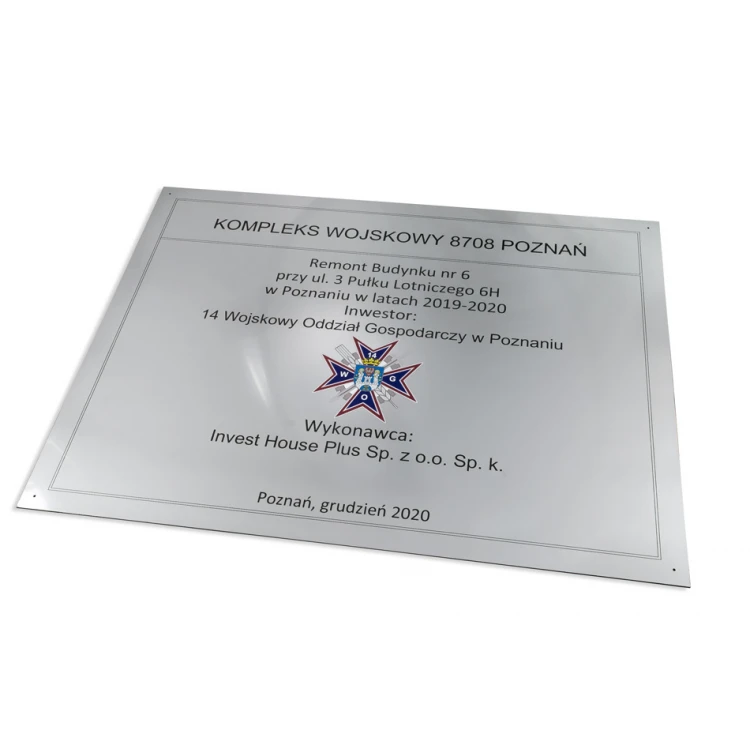Information Sign DIBOND MAT Silver 3mm - UV print - size 800x600mm - SZUV020