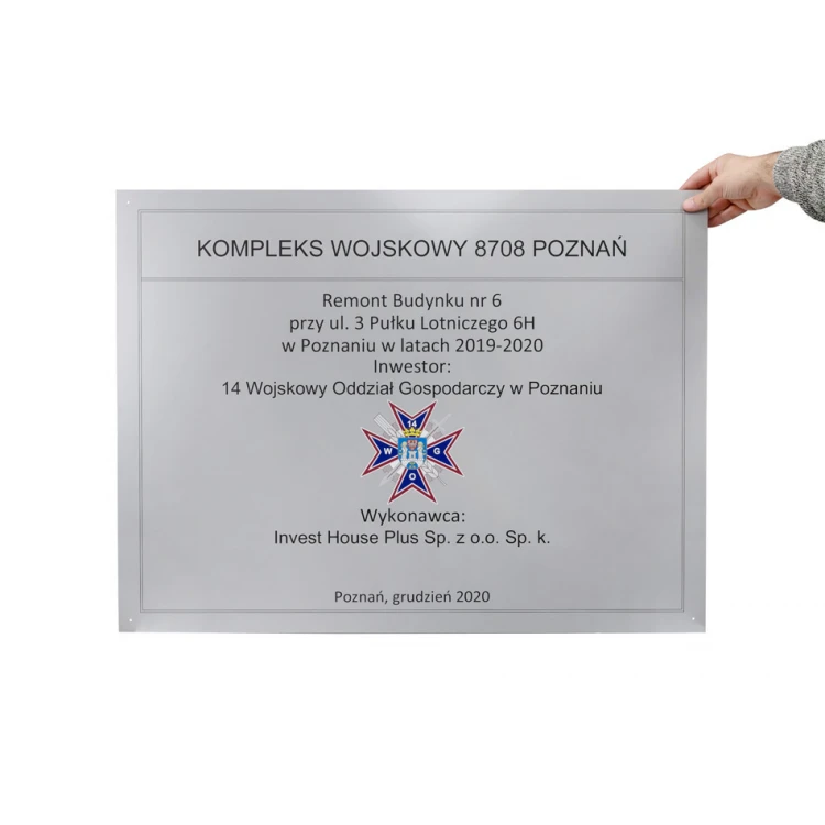 Information Sign DIBOND MAT Silver 3mm - UV print - size 800x600mm - SZUV020