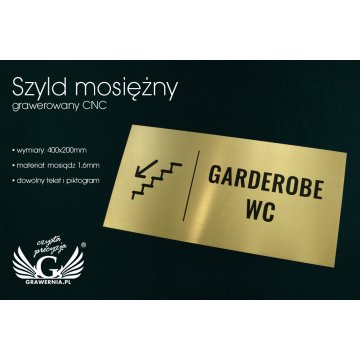 Information Plaque - Brushed and Lacquered Brass with Blackened Engraving - Size 400x200mm