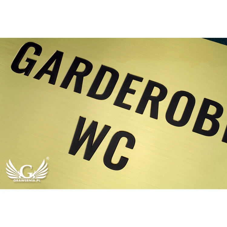 Information Plaque - Brushed and Lacquered Brass with Blackened Engraving - Size 400x200mm