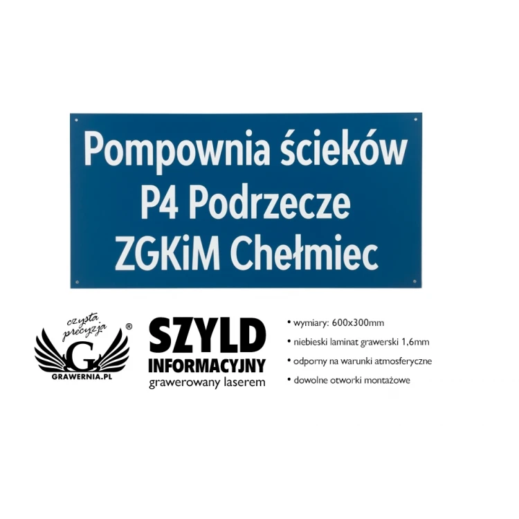 Engraved Information Plaque - Blue Laminate - SZ129 - Size 600x300mm