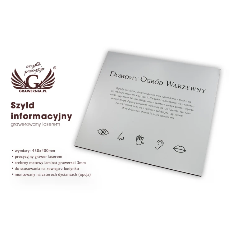 Information Sign - Matte Silver Engraving Laminate - Size 450x400mm - SZ116