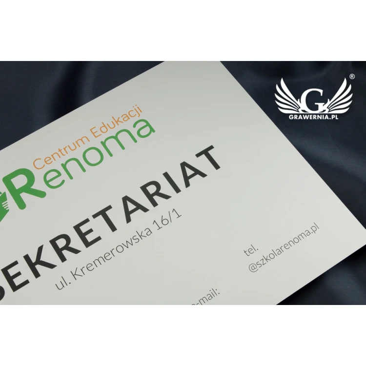 Information Sign - size 420x297mm (A3) - anodized aluminum 2mm - UV print - SZUV012