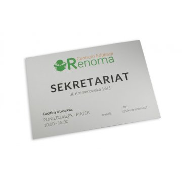 Information Sign - size 420x297mm (A3) - anodized aluminum 2mm - UV print - SZUV012