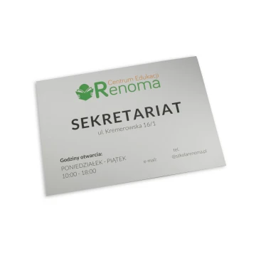 Information Sign - size 420x297mm (A3) - anodized aluminum 2mm - UV print - SZUV012
