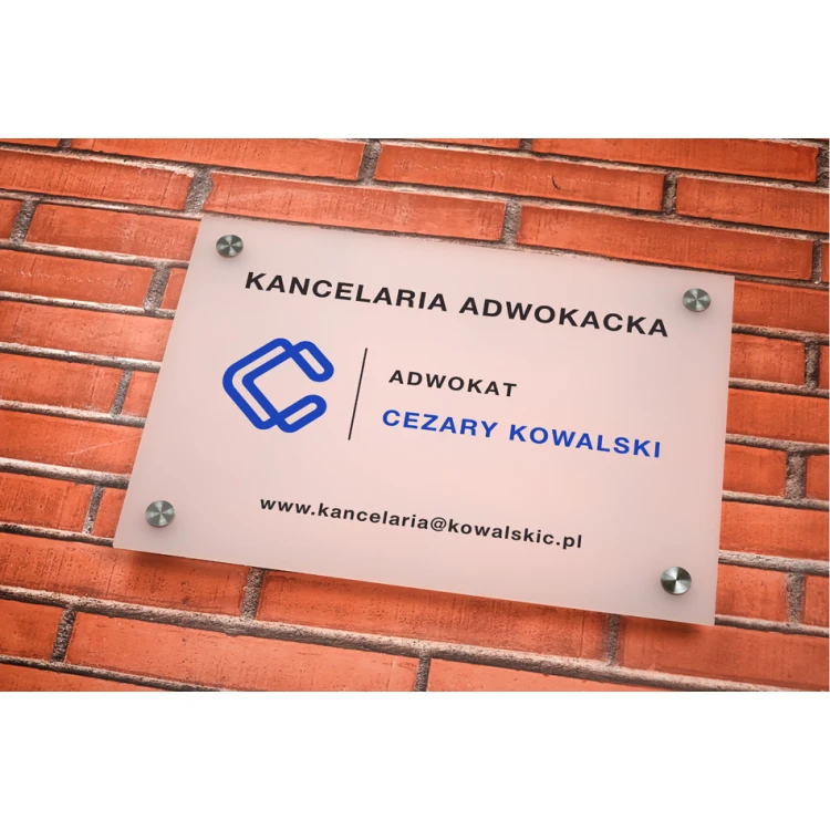 Law Firm Sign made of 3mm Plexiglass - UV Print - Semi-Transparent Frost White Plexi - SZ149 - Dimensions 297x210mm (A4)