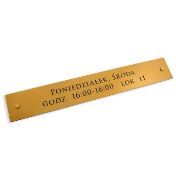 OFFICE SIGN - opening hours - matte gold engraving laminate - SZ092 - dim. 600x100mm