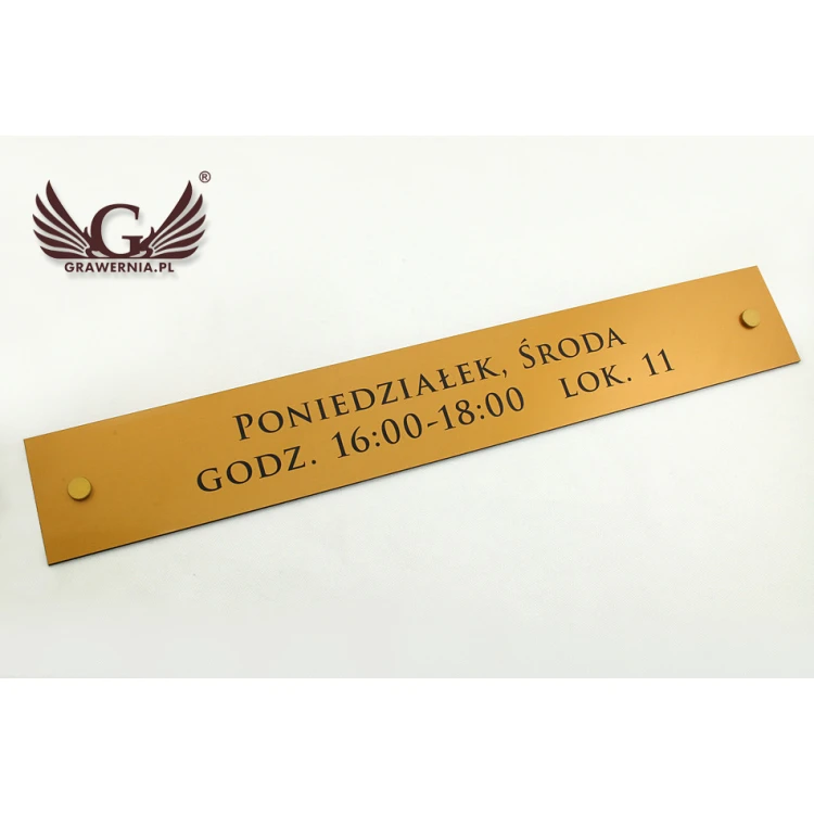OFFICE SIGN - opening hours - matte gold engraving laminate - SZ092 - dim. 600x100mm
