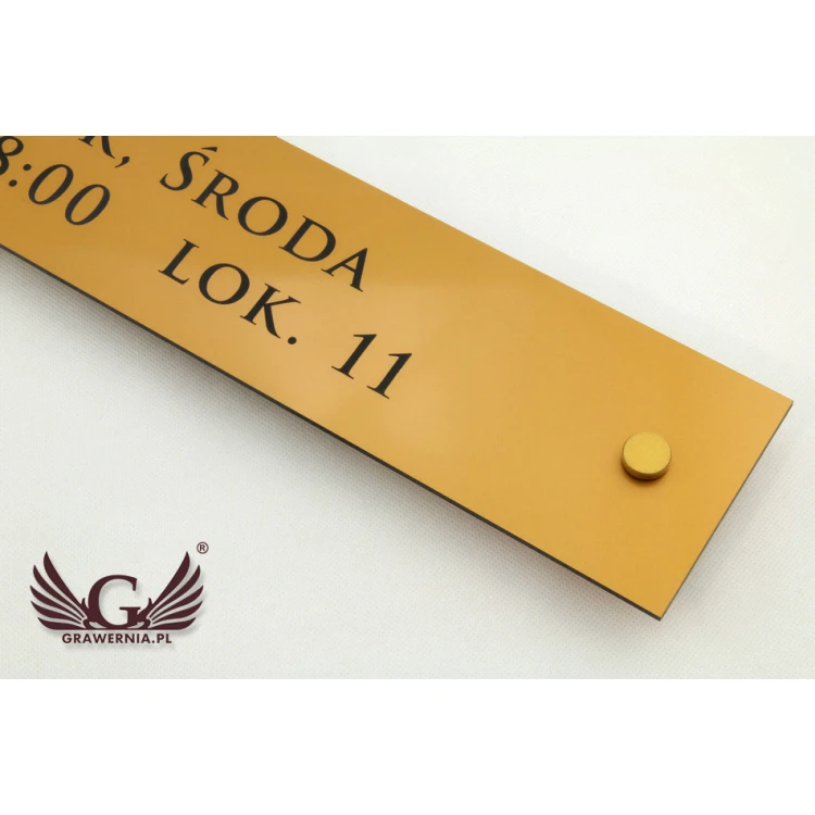 OFFICE SIGN - opening hours - matte gold engraving laminate - SZ092 - dim. 600x100mm