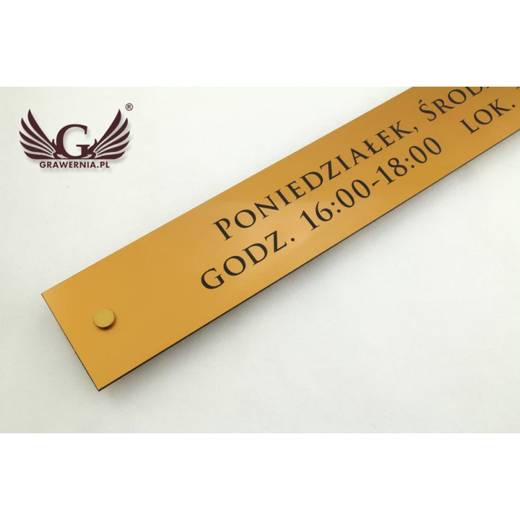 OFFICE SIGN - opening hours - matte gold engraving laminate - SZ092 - dim. 600x100mm