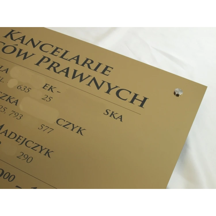 PLAQUE FOR LAWYERS' OFFICES - gold brushed glossy laminate - SZ054 - size 680x440mm