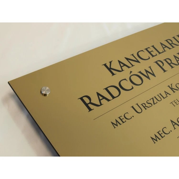 PLAQUE FOR LAWYERS' OFFICES - gold brushed glossy laminate - SZ054 - size 680x440mm