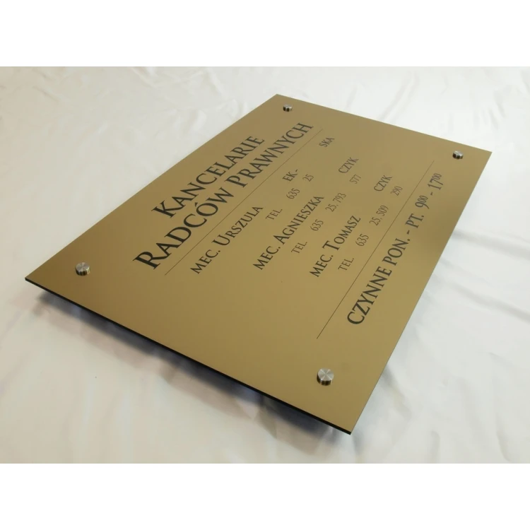 PLAQUE FOR LAWYERS' OFFICES - gold brushed glossy laminate - SZ054 - size 680x440mm