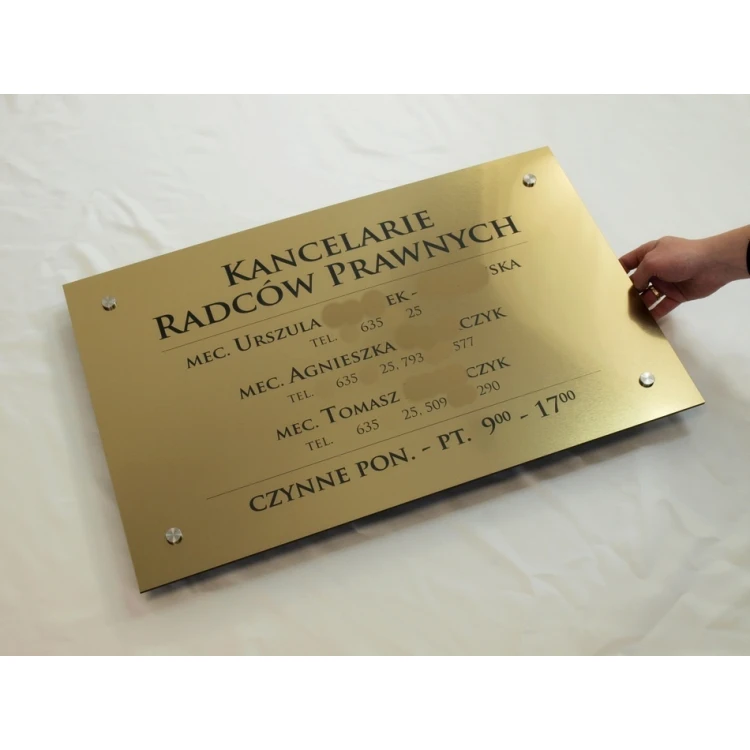 PLAQUE FOR LAWYERS' OFFICES - gold brushed glossy laminate - SZ054 - size 680x440mm