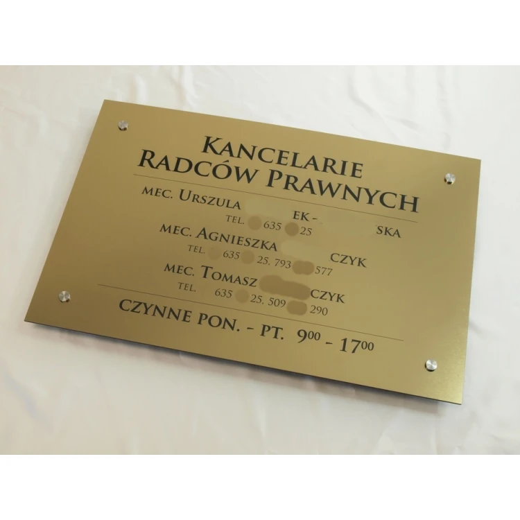 PLAQUE FOR LAWYERS' OFFICES - gold brushed glossy laminate - SZ054 - size 680x440mm