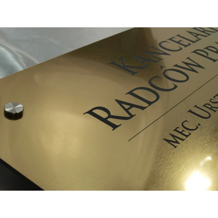 PLAQUE FOR LAWYERS' OFFICES - gold brushed glossy laminate - SZ054 - size 680x440mm