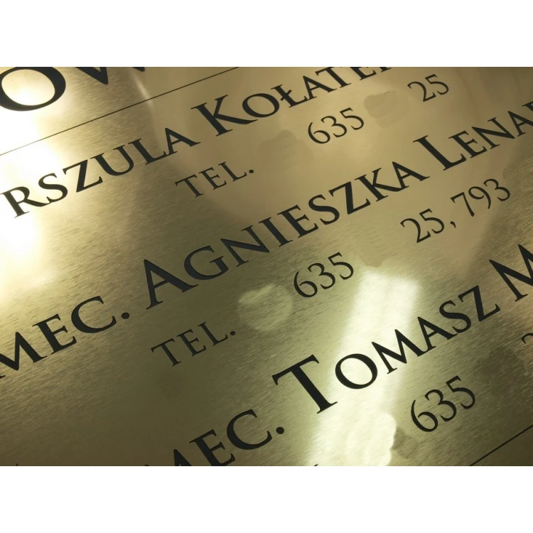 PLAQUE FOR LAWYERS' OFFICES - gold brushed glossy laminate - SZ054 - size 680x440mm