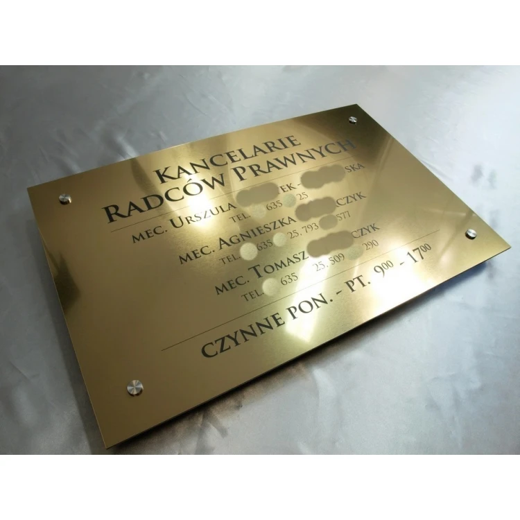 PLAQUE FOR LAWYERS' OFFICES - gold brushed glossy laminate - SZ054 - size 680x440mm