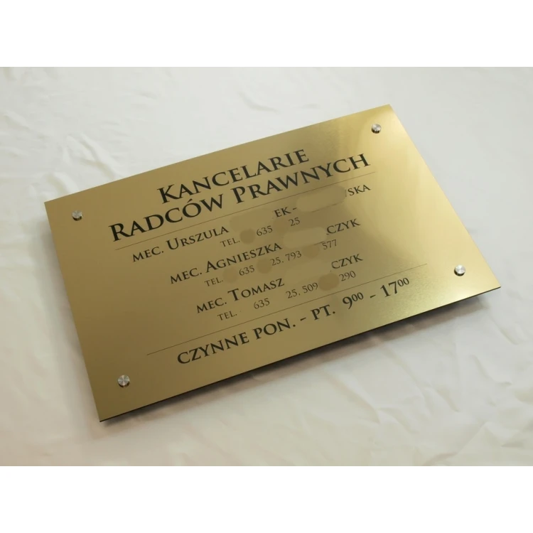 PLAQUE FOR LAWYERS' OFFICES - gold brushed glossy laminate - SZ054 - size 680x440mm