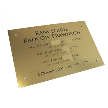 PLAQUE FOR LAWYERS' OFFICES - gold brushed glossy laminate - SZ054 - size 680x440mm