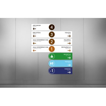 Directional sign with any content and numbering - size 530x150mm or 910x150mm - PVC - SZUV025