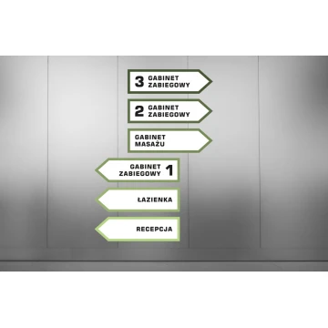 Directional sign with custom text and numbering - size 700x200mm - PVC - SZUV026