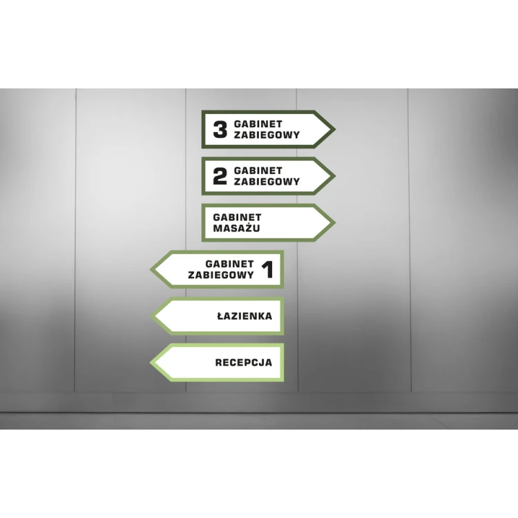Directional sign with custom text and numbering - size 700x200mm - PVC - SZUV026