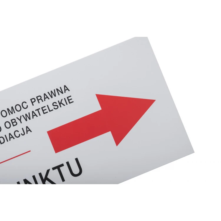 Directional sign with custom text - size 600x300mm - PVC - UV print - SZUV032