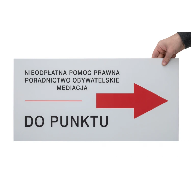 Directional sign with custom text - size 600x300mm - PVC - UV print - SZUV032
