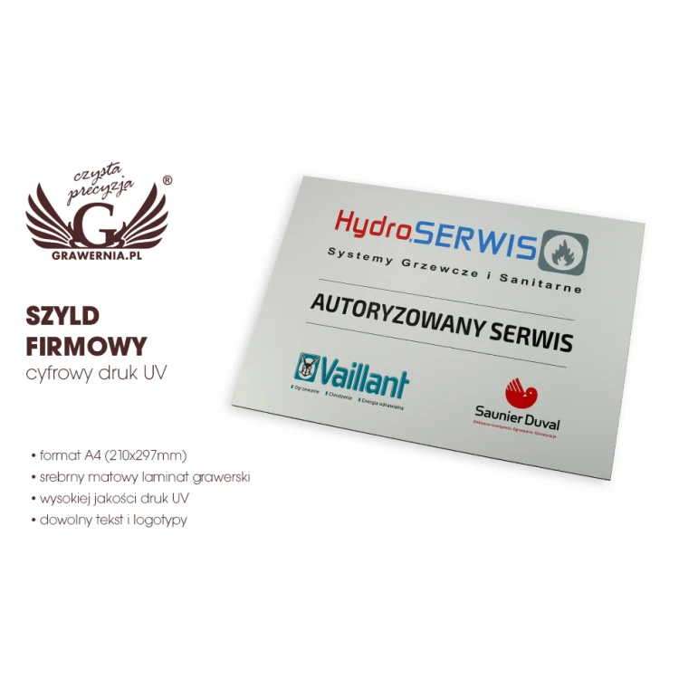 COLORED SIGN - ENGRAVING LAMINATE thickness 3mm - size A4 (297x210mm) - UV PRINT - SZUV007