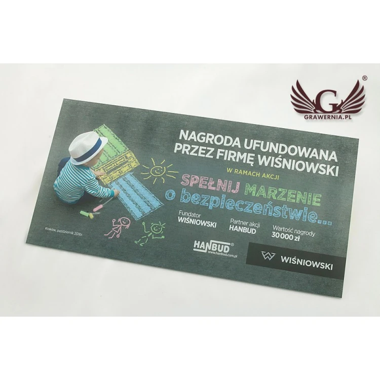 COLORED SIGN - FROSTED PLEXI 3mm thick - size 410x210mm - UV PRINTING - SZUV008