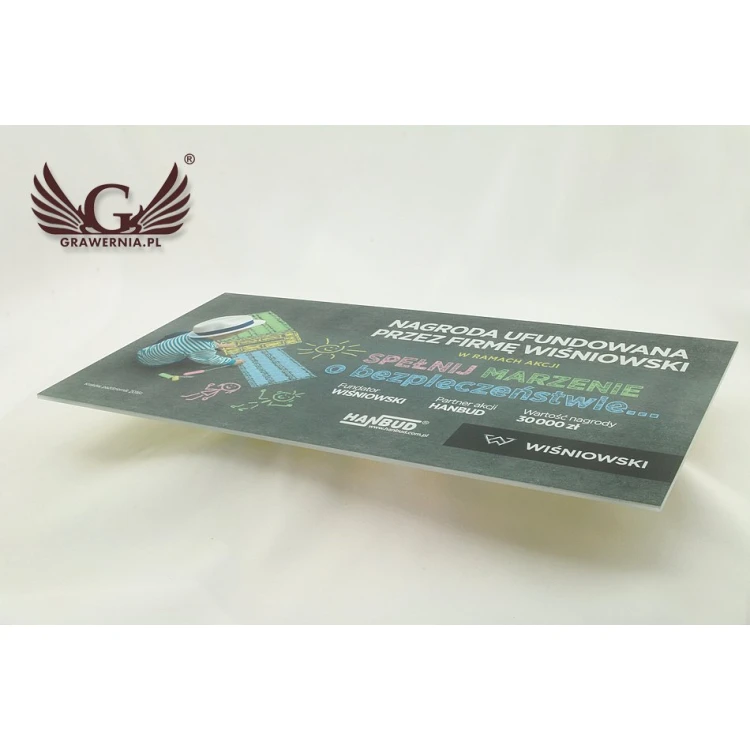 COLORED SIGN - FROSTED PLEXI 3mm thick - size 410x210mm - UV PRINTING - SZUV008