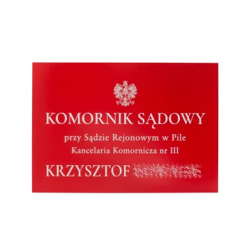 Laser Engraved Court Bailiff Plaque - Red Laminate - SZ137 - Size 500x350mm