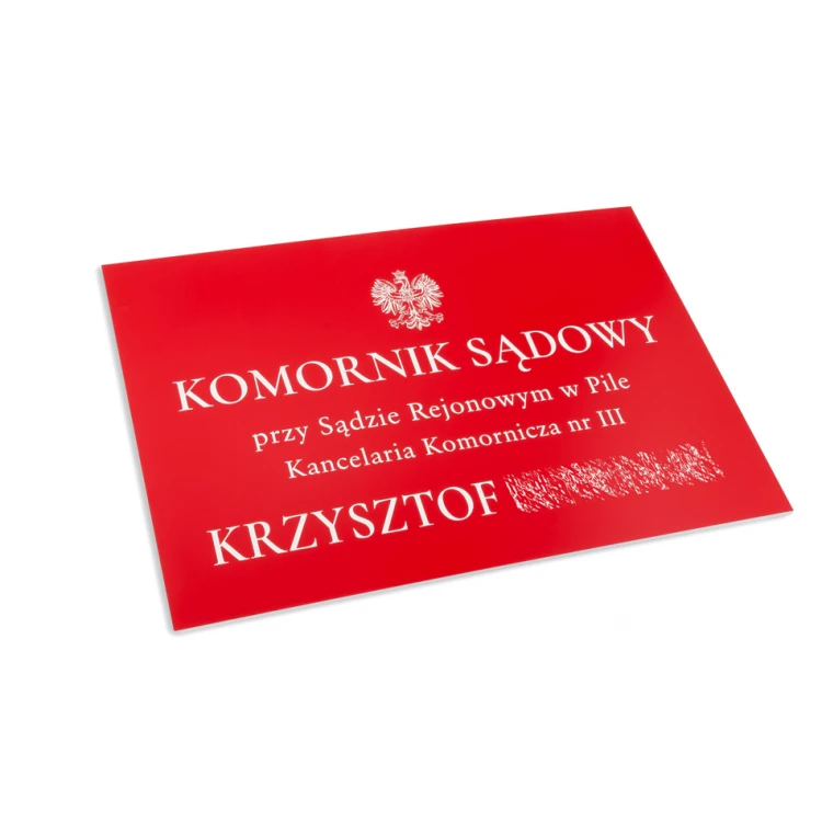 Laser Engraved Court Bailiff Plaque - Red Laminate - SZ137 - Size 500x350mm