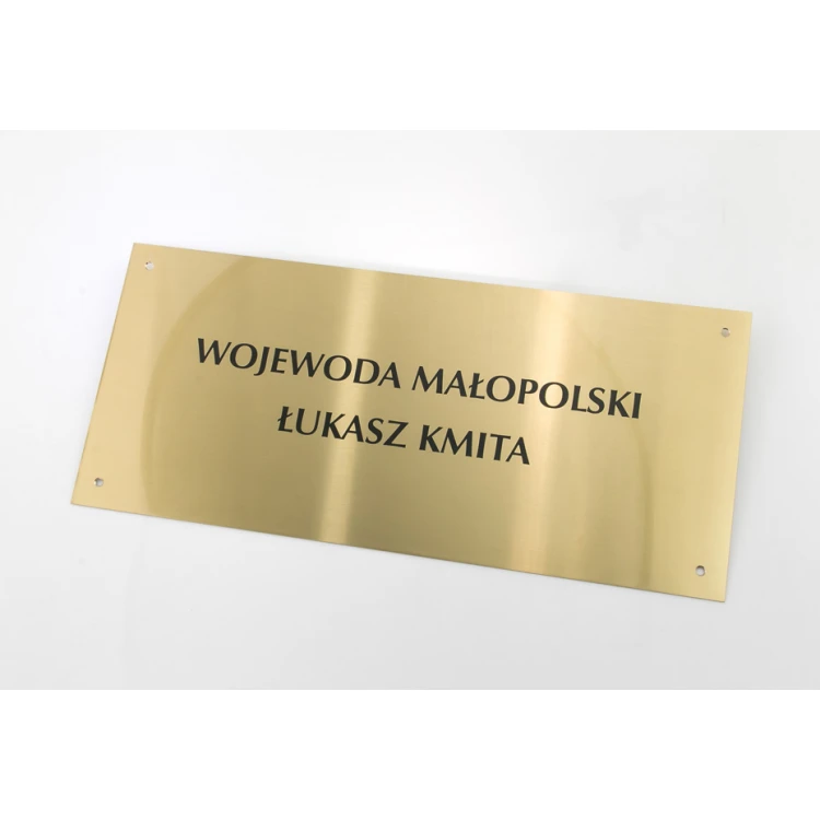 Plaque - Brushed Brass 1.6mm, UV Digital Print - Size 340x150mm - TAB115