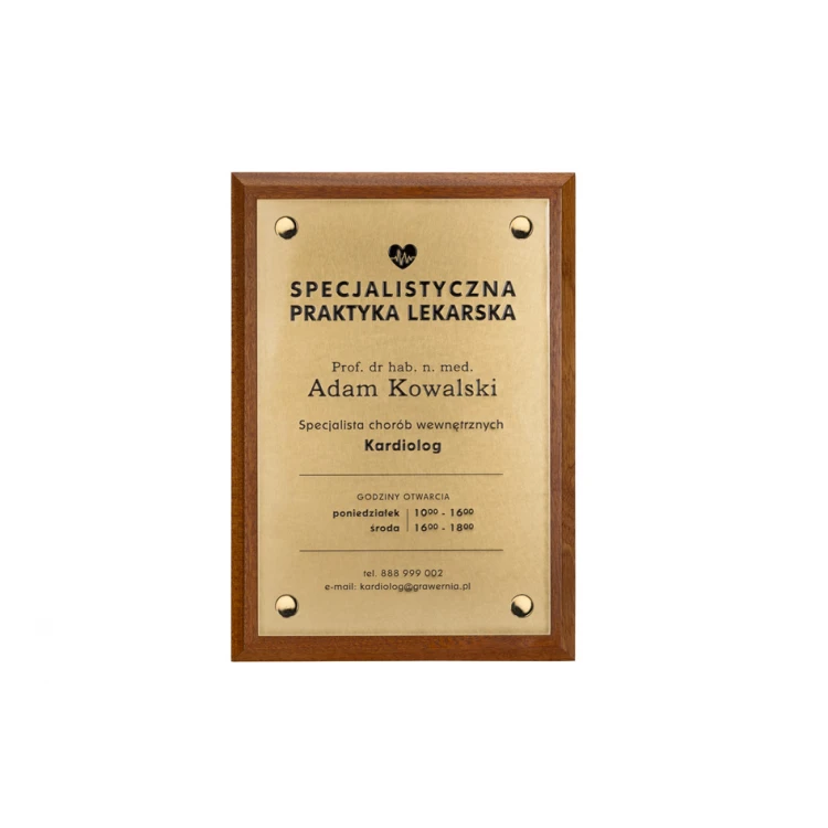 Engraved PREMIUM Brass Plaque on Exotic Wood Base - CNC Engraving, Blackened, Lacquered - Size 340x240mm - TAB343