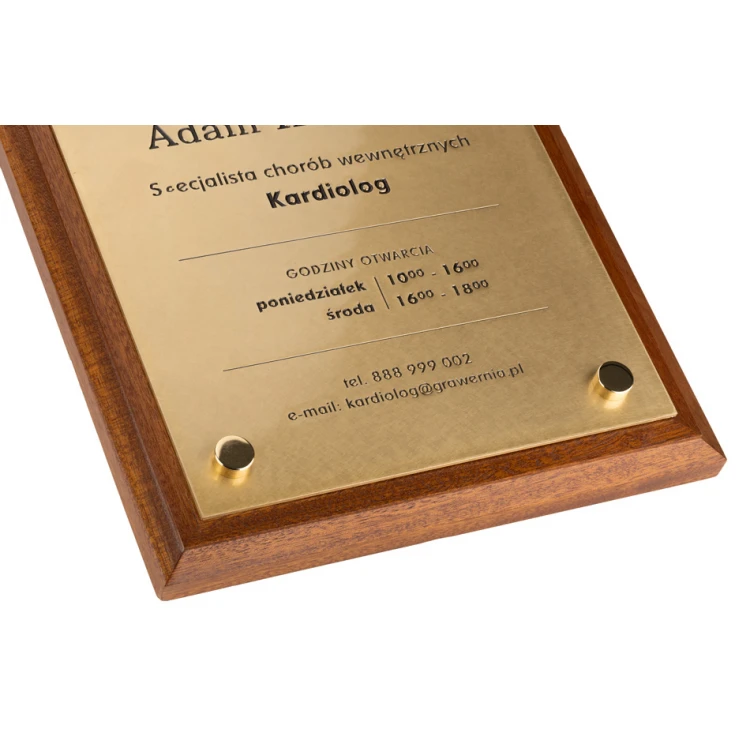 Engraved PREMIUM Brass Plaque on Exotic Wood Base - CNC Engraving, Blackened, Lacquered - Size 340x240mm - TAB343