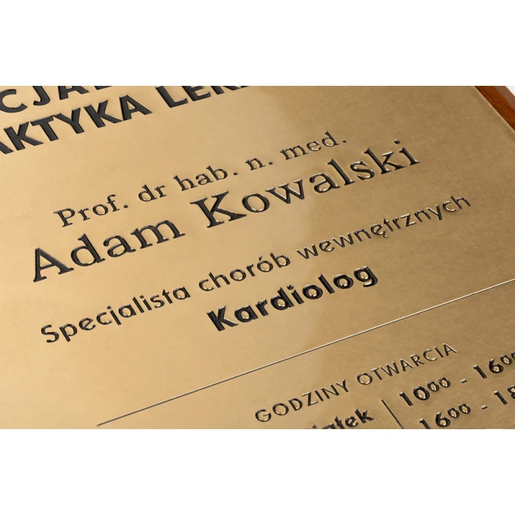 Engraved PREMIUM Brass Plaque on Exotic Wood Base - CNC Engraving, Blackened, Lacquered - Size 340x240mm - TAB343