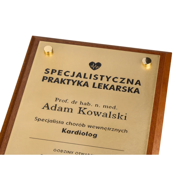 Engraved PREMIUM Brass Plaque on Exotic Wood Base - CNC Engraving, Blackened, Lacquered - Size 340x240mm - TAB343