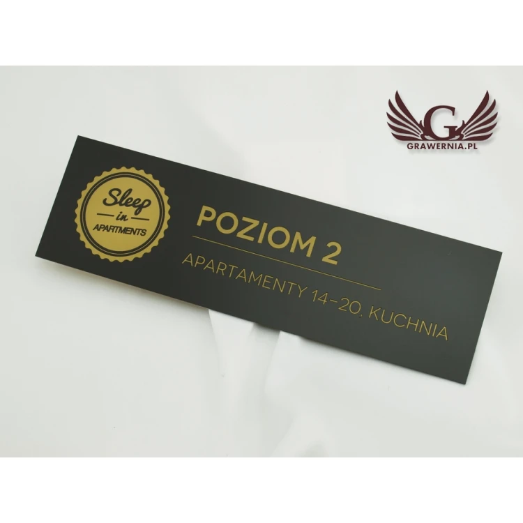 Door or Wall Plaque - Black Matte Engraving Laminate Exterior - SZ110 - Size 300x90mm
